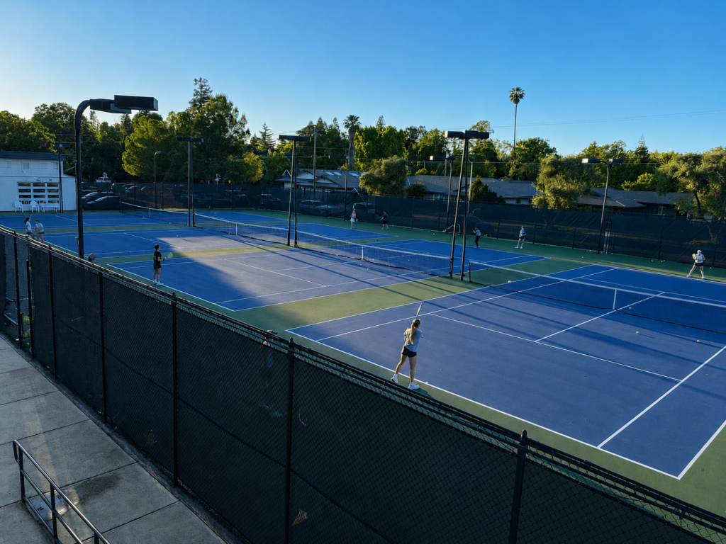 Raised view of Del Norte Tennis courts
